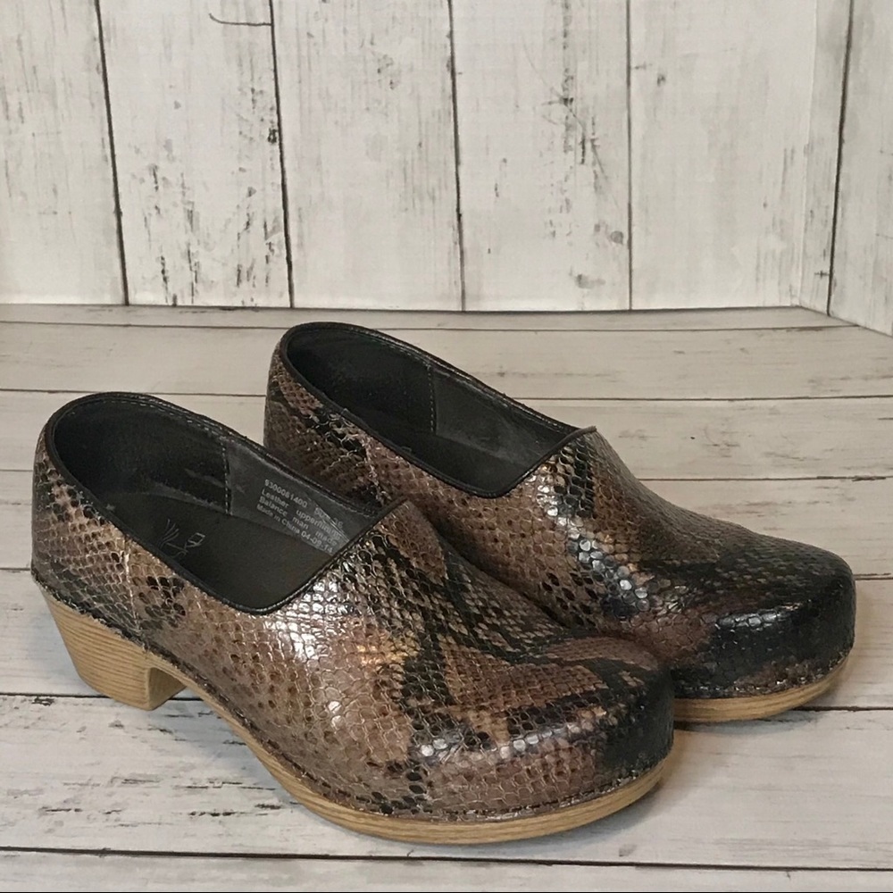 Dansko Snakeskin Clogs